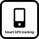 Минималистичная одноцветная иконка умного GPS-трекинга на белом фоне для приложения службы доставки